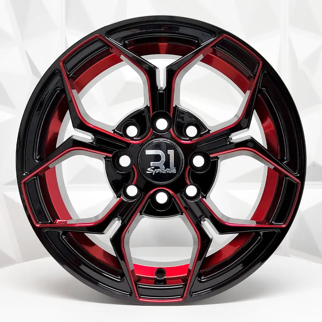 RIN 13X5.5 4-100/114.3 R1 SPORT 771 BLACK MILLING FACE+ RED UNDERCUT ET30 CB73.1 