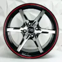 RIN 14X6 4-100/114.3 R1 SPORT QC662 BLACK MACHINE FACE RED LINE ET20 CB73.1