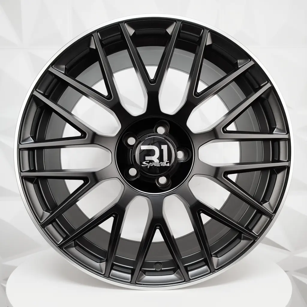 RIN 19X8.5 5-112 R1 SPORT H932F MATTE BLACK MACHINE LIP ET38 CB66.56